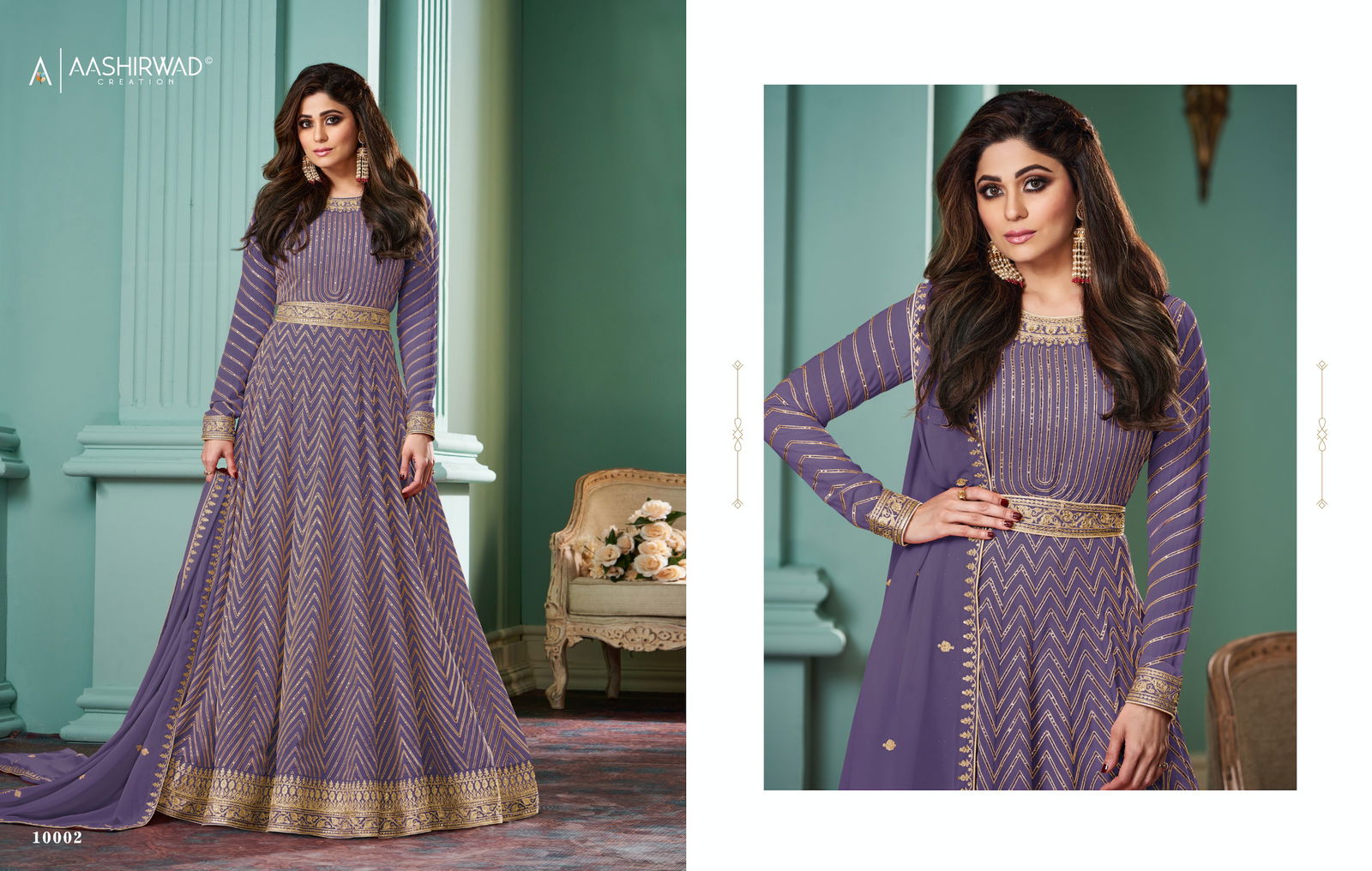 Alizza Pestal By Aashirwad Georgette Readymade Gown With Dupatta Wholesale Price In Surat
